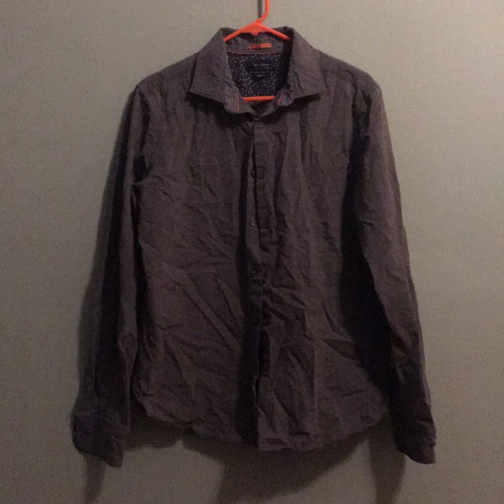 Grey long sleeve men’s button down casual shirt